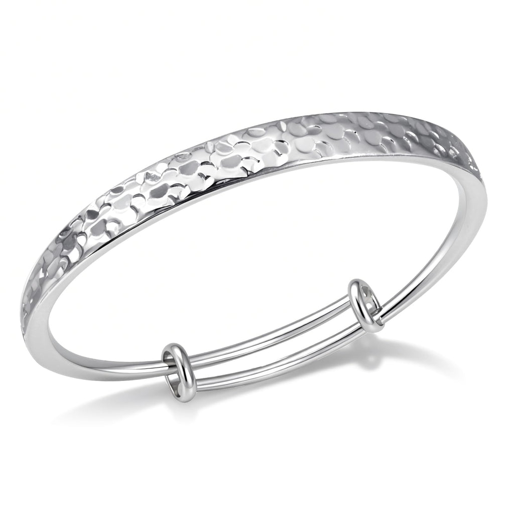 Desnuage Hammered Texture Silver Bracelet for Women - Maximum 8 inches Adjustable Silver Cuff Bangle, Elegant Boho Chic Jewelry Gift
