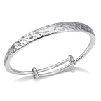 Desnuage Hammered Texture Silver Bracelet for Women - Maximum 8 inches Adjustable Silver Cuff Bangle, Elegant Boho Chic Jewelry Gift