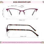Missfive Premium Progressive Multifocus Metal Computer Reading Glasses For Women & A Hard Case, No Line Multifocal Readers with No Broken Spring Hinge(Workspace For Near Range 2.50x)