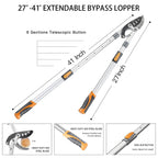 AIRAJ Telescoping Anvil Loppers, Heavy Duty Branch Cutter Tree Trimmer with SK5 Steel Spare Blade, 27-41''Adjustable Aluminum Handle, Labor-Saving Garden Tools for Cutting Thick Branches Up to 2 Inch