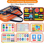 Freebear Busy Board Toddler Travel Sensory Toys for 1 2 3 4, Montessori Learning Activities Board, Educational Toys for 3 4 Year Old Boys Girls Gift, Classic