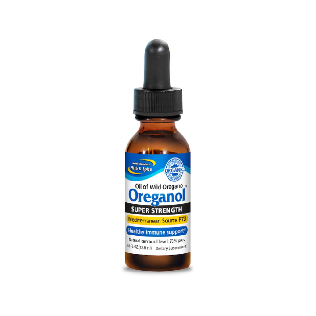 NORTH AMERICAN HERB & SPICE Super Strength Oreganol - 0.45 fl. oz. - Unprocessed, Wild, Organic Oregano Oil - Mediterranean Source P73 - Non-GMO - 194 Servings