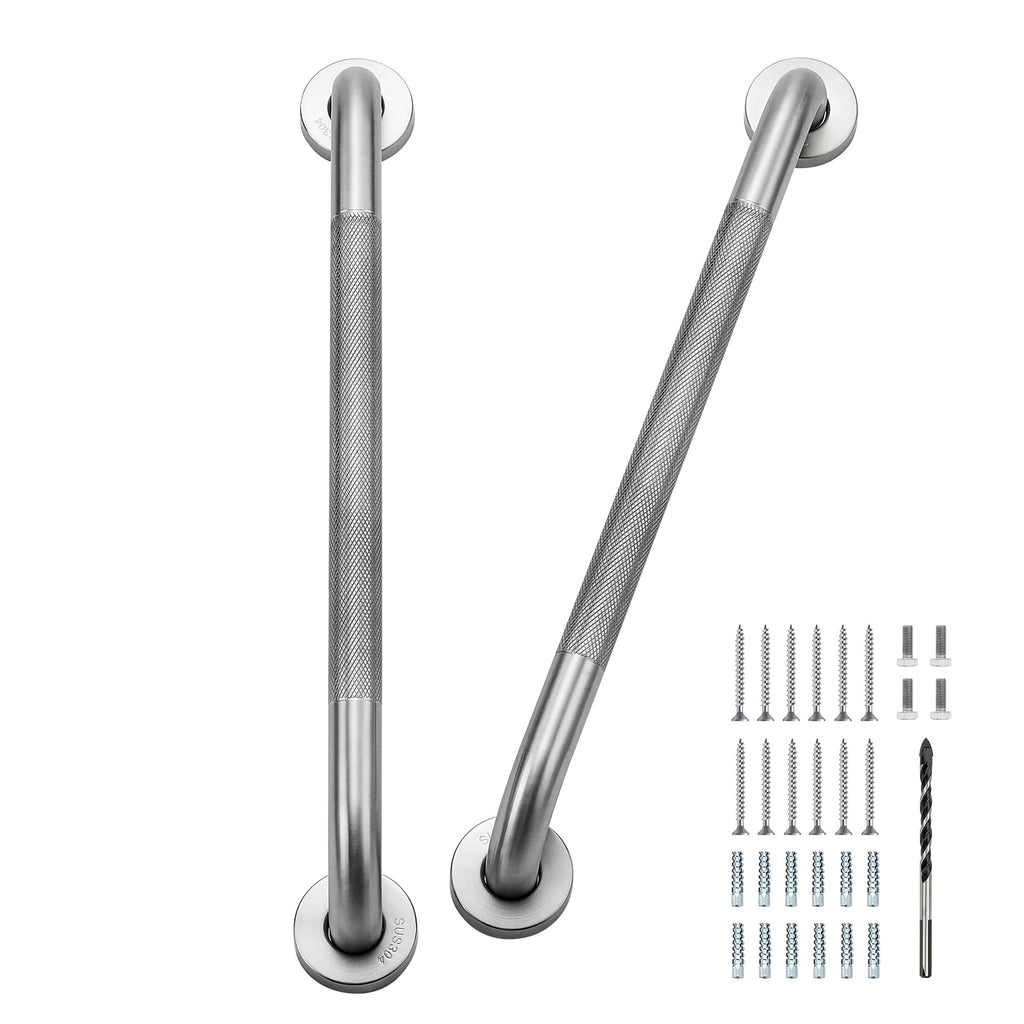 Grab Bars for Shower 2 Pack 18-Inch, Stainless Steel Anti-Slip Safety Shower Handle for Elderly Bathroom Wall Support Handicap Handicap Grab Bars for Seniors, Brushed Nickel