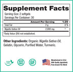 Peak Pure & Natural, Peak Golden Oil Cold Pressed Organic Black Seed Oil Supplement - Black Seed Oil for Digestive Health, Skin Nutrition, Joint Comfort - 60 Capsules