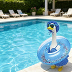 Hawaiian Porch Goose Outfits with Hat Sunglasses & Swim Ring, Summer Bikini Goose Swimsuit Clothes Costume Fits 23" Cement Geese Statue, Summer Garden Lawn Patio Yard Outdoor Decor (Summer style-Blue)