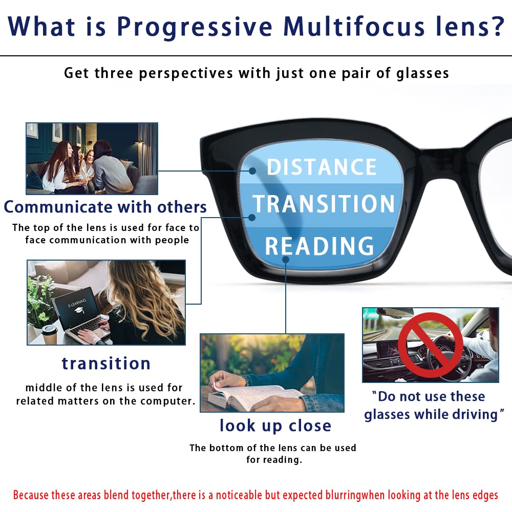 HIYANJN 3 Pack Progressive Multifocal Reading Glasses for Women Men Oprah style Blue Light Blocking Spring Hinger Readers 1.50