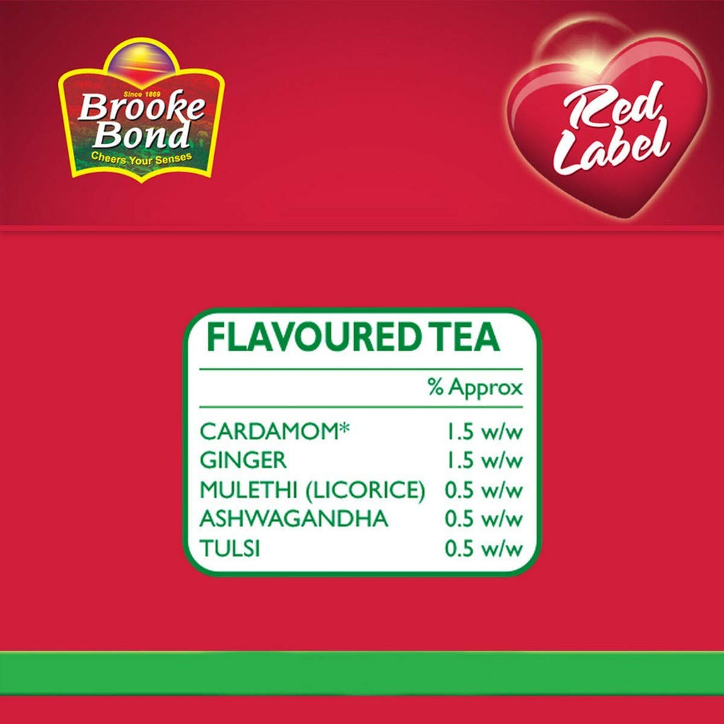 2-Pack Brooke Bond Red Label Natural Care with 5 Ayurvedic Ingredients to Boost Immunity (2 x 250 gm) Packaging may vary