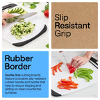 GORILLA GRIP Cutting Board Set of 3, Slip Resistant and Nonporous, Black