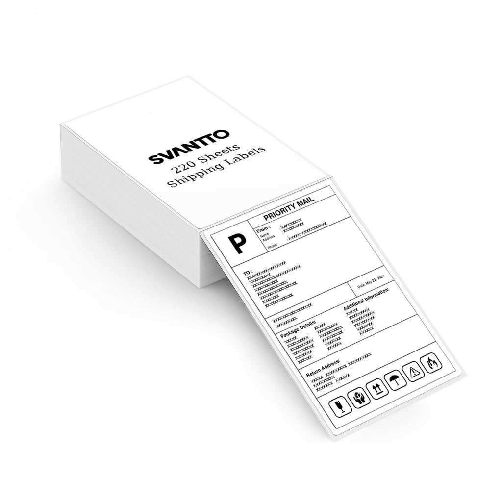 SVANTTO 4x6 Thermal Labels, 220Pcs/Stack, White Shipping Labels