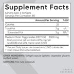 Sports Research® Coconut MCT Oil 3000mg - Keto Brain & Body Fuel - C8 + C10 MCT Oil from Coconut · Keto · Non-GMO - Gluten Free - 240 Softgels