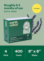 Earth Rated Dog Wipes for Paws & Butt, Deodorizing, Lavender, 400ct