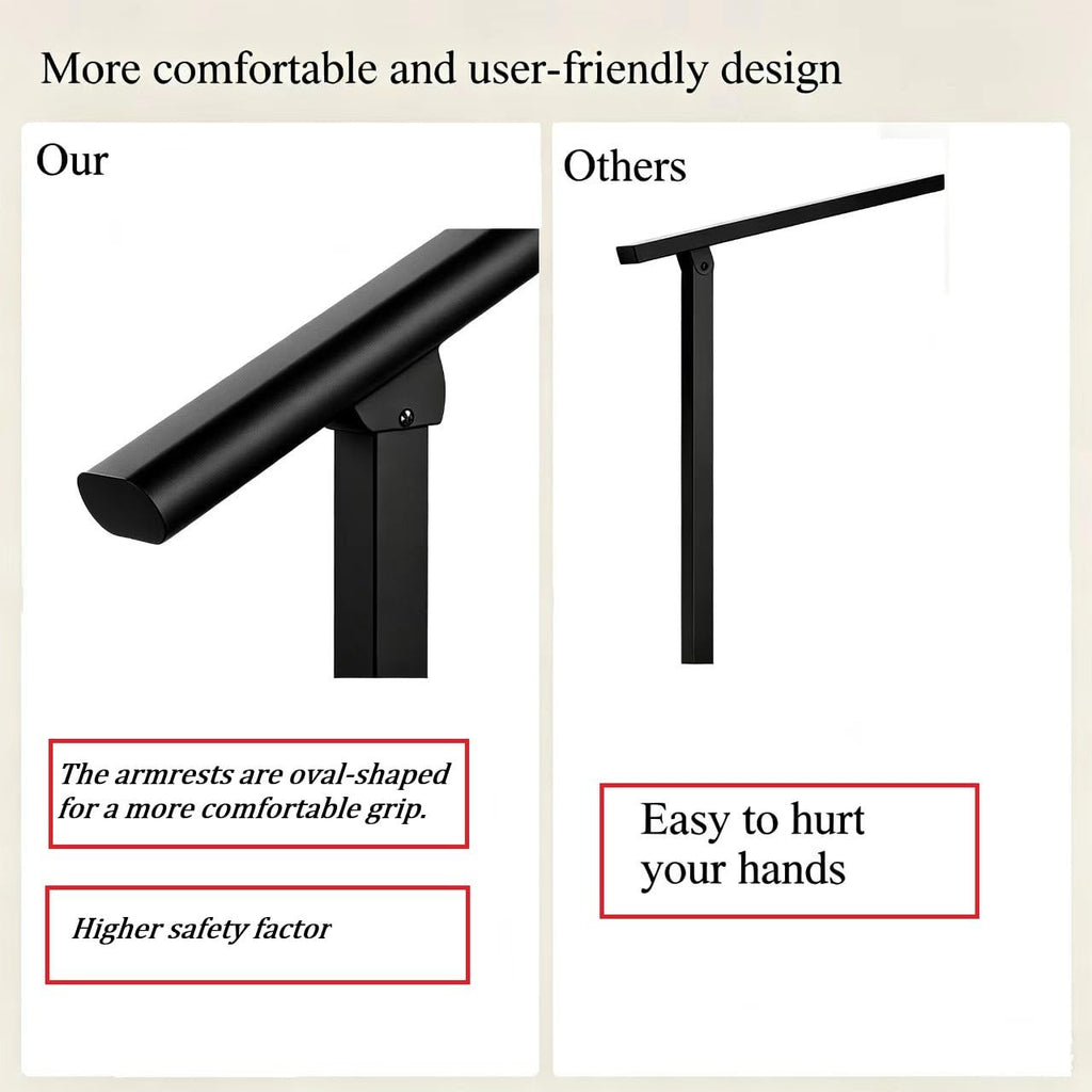 Hand Rails for Outdoor Steps，Stair Handrail & Indoor Stair Railing Kit，Railings for Outdoor Steps for Fence & Outdoor Steps (1, Black-Straight, 2 Step)