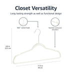 Amazon Basics Slim Velvet Non-Slip Space Saving Suit Clothes Hangers with Shoulder Notches for Closet Organization, Ivory/Silver, 50-Pack
