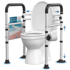 HOMLAND Toilet Safety Rails for Seniors, Adjustable Detachable Toilet Safety Frame with Handles for Elderly and Disabled, 350LBS Handicap Toilet Rail Fits Most Toilets, Black