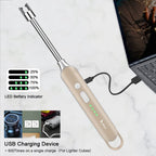 SUPRUS Electric Rechargeable Arc Lighter with LED Battery Display Long Flexible Neck USB Lighter for Candle Cooking (Gold, 3Packs)