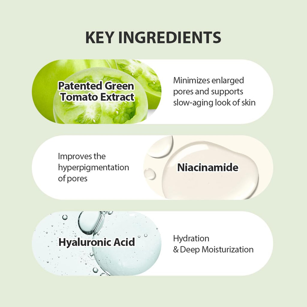 SUNGBOON EDITOR Green Tomato Pore Lifting Ampoule | Pore Minimizer Serum with Niacinamide & Green Tomato Extract | Hydrating & Firming Care for Sensitive Skin | Korean Skincare