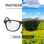 ZAMGIC Photochromic Day Night Sunglasses Blue Light Blocking Glasses for Men and Women Retro Rectangle Black Frame Photochromic Lens