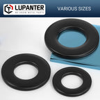LUPANTER 1/4" Black Flat Washers 50 Pack Made of 18-8 (304) Stainless Steel Metal Washers for Screws