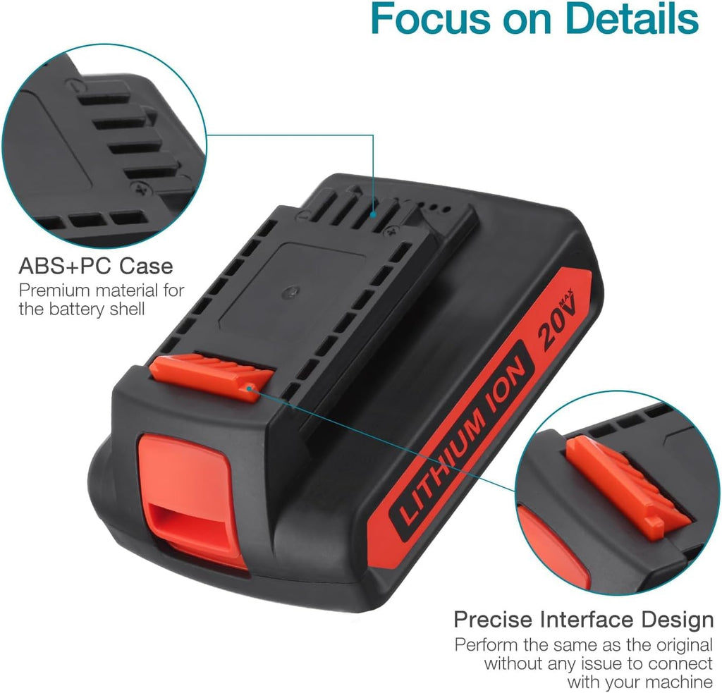 ORHFS LBXR20 20V 4.0Ah Replacement for Black and Decker 20V Lithium Battery Max LB20 LBX20 LBXR20-OPE LBXR2020-OPE LBXR20B-2 20-Volt Max Tools Cordless Power Tool