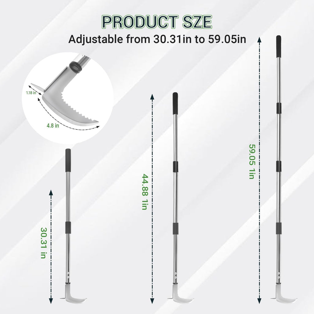 FIMXSD Crack Weeder Tool, 59-Inch Long Handle Crevice Weeding Tool with L-Shaped Stainless Steel Blade, Manual Weed Puller for Sidewalk, Driveway, Pavers, Patio and Deck Edges