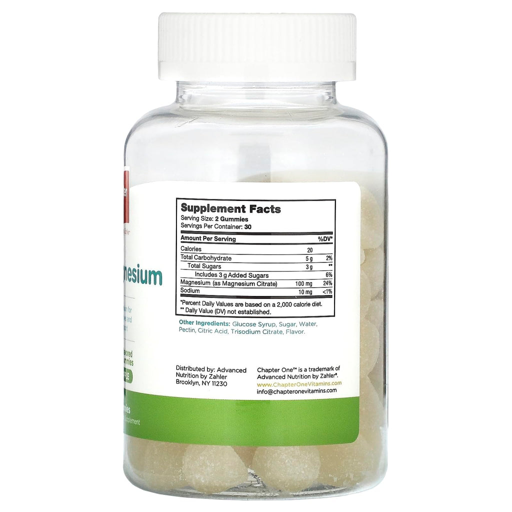 Zahler Chapter One Magnesium Gummies - Supports Calm for Kids - Chewable Magnesium Supplement Gummies to Support Muscle Function - Kosher, Dairy-Free & Gluten-Free - Apple, 60 Count