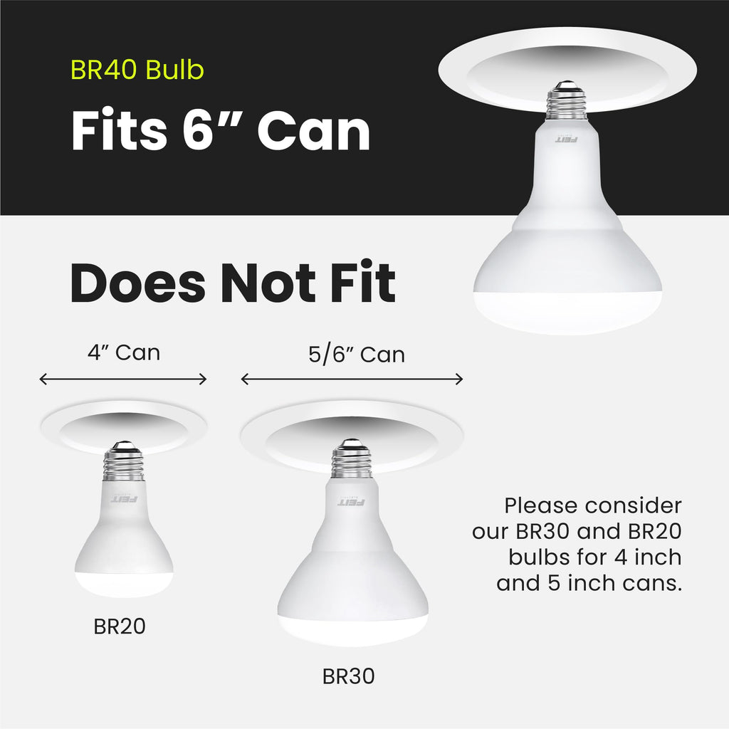 Feit Electric LED BR40 Bulbs, Dimmable, 65W Equivalent, 10 Year Life, 850 Lumens, E26 Base, 2700k Soft White, Flood Lights, Recessed Can Light Bulbs, Damp Rated, UL Listed, 6 Pack, BR40DM/10KLED/2/3