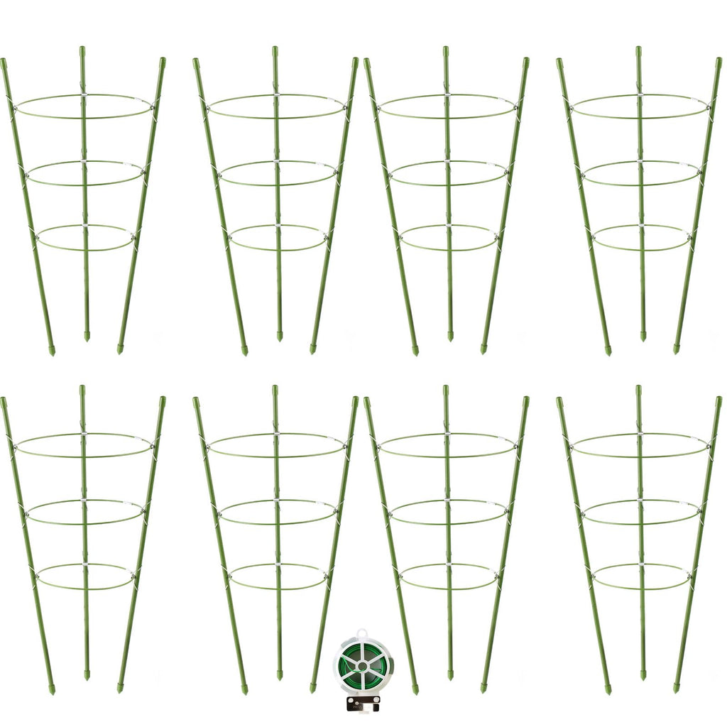 8 Pack Tomato Cage Plant Support Cages for Garden, 18 inches Tomato Trellis for Climbing Plants, Upgrade Garden Plant Stakes with Adjustable Ring, Tomato Rings for Support