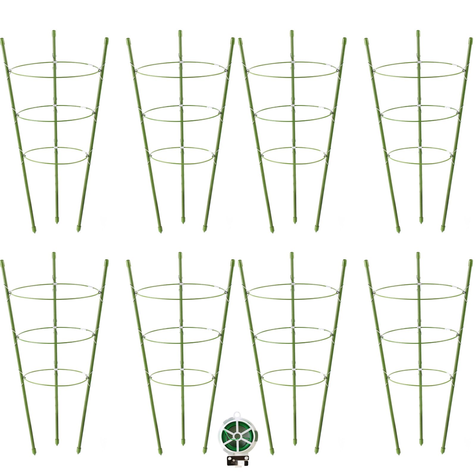 8 Pack Tomato Cage Plant Support Cages for Garden, 18 inches Tomato Trellis for Climbing Plants, Upgrade Garden Plant Stakes with Adjustable Ring, Tomato Rings for Support