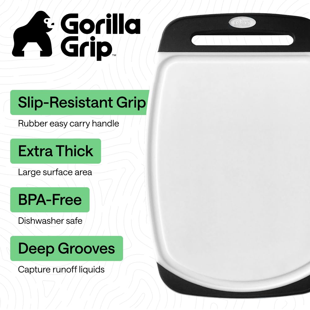 GORILLA GRIP Cutting Board Set of 3, Slip Resistant and Nonporous, Black