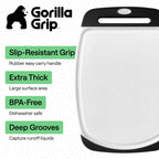 GORILLA GRIP Cutting Board Set of 3, Slip Resistant and Nonporous, Black