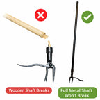 Vornilo All Black Stand Up Weed Puller 53 Inch Manual Weed Remover Tool Heavy Duty Metal Long Handle Root Removal Weeder with Reinforced Claw and Three Section Steel Shaft for Garden Lawn Yard Use