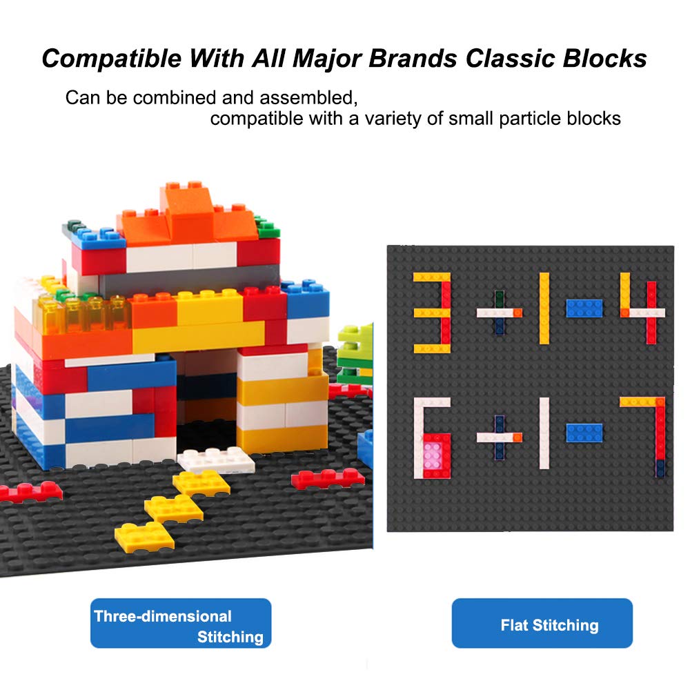 LVHERO Classic Baseplates Building Plates for Building Bricks 100% Compatible with All Major Brands-Baseplate, 10in x 10in, Pack of 8 (Black)