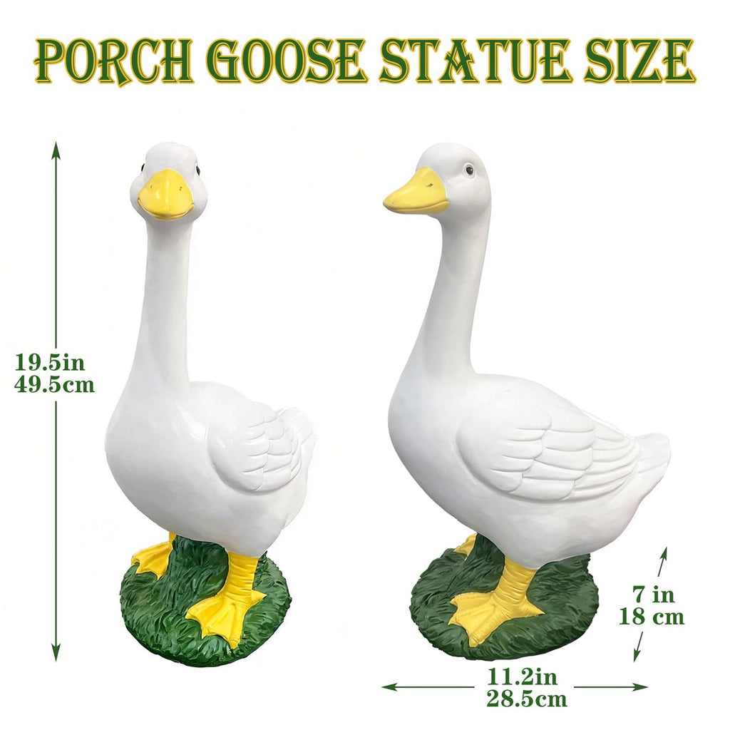 20″ Large Porch Goose Statue - Cute Resin Sculpture, Outdoor Garden Décor