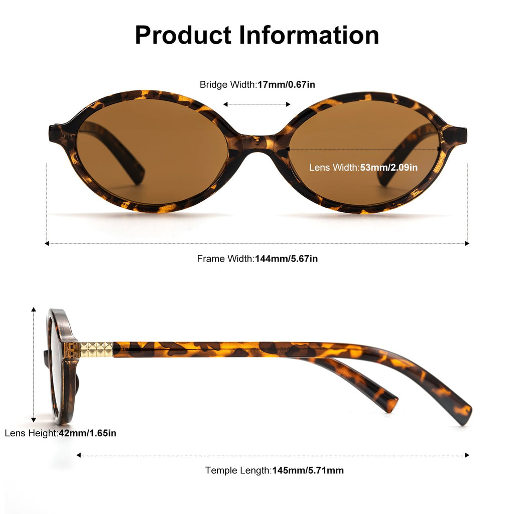 ViewJoy Retro Oval Sunglasses for Women Vintage 90s Y2K Trendy Sun Glasses