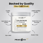 Peacock Max Colostrum Powder – 60g (30 Servings), Unflavored Bovine Colostrum Supplement, Superfood for Hair, Skin & Gut Health, Gluten-Free, Non-GMO