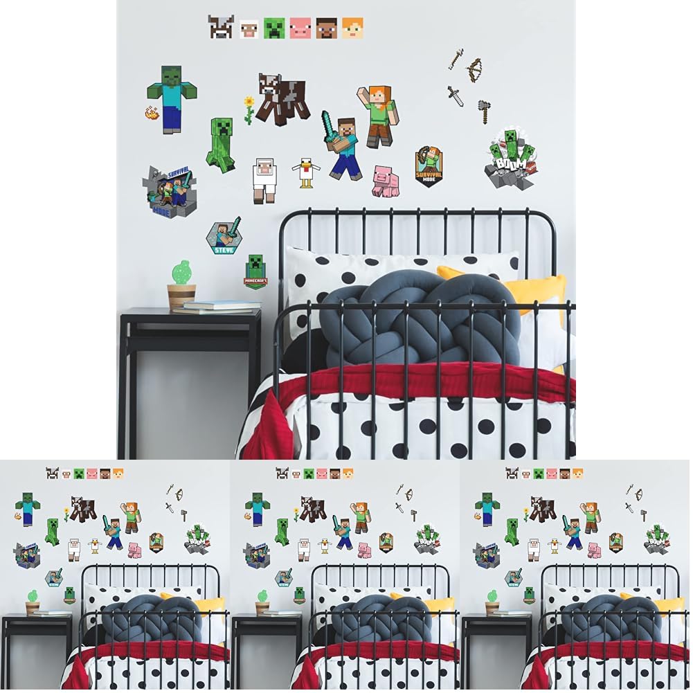RoomMates RMK5366SCS Minecraft Characters Peel and Stick Wall Decals (Pack of 4)