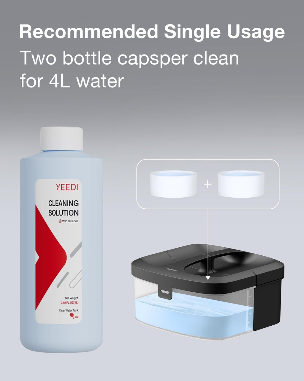 Yeedi Cleaning Solution (1L)*2 Compatible with S20/S16/S14/M14/M12/C12 Series Robotic Vacuum Cleane, Include Cleaning Solution (1L) (2pcs)