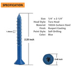 Allkeen 1/4" x 2-1/4" Concrete Screws, Anchoring to Masonry, Brick, Block, Cement or Stucco, 100PCS