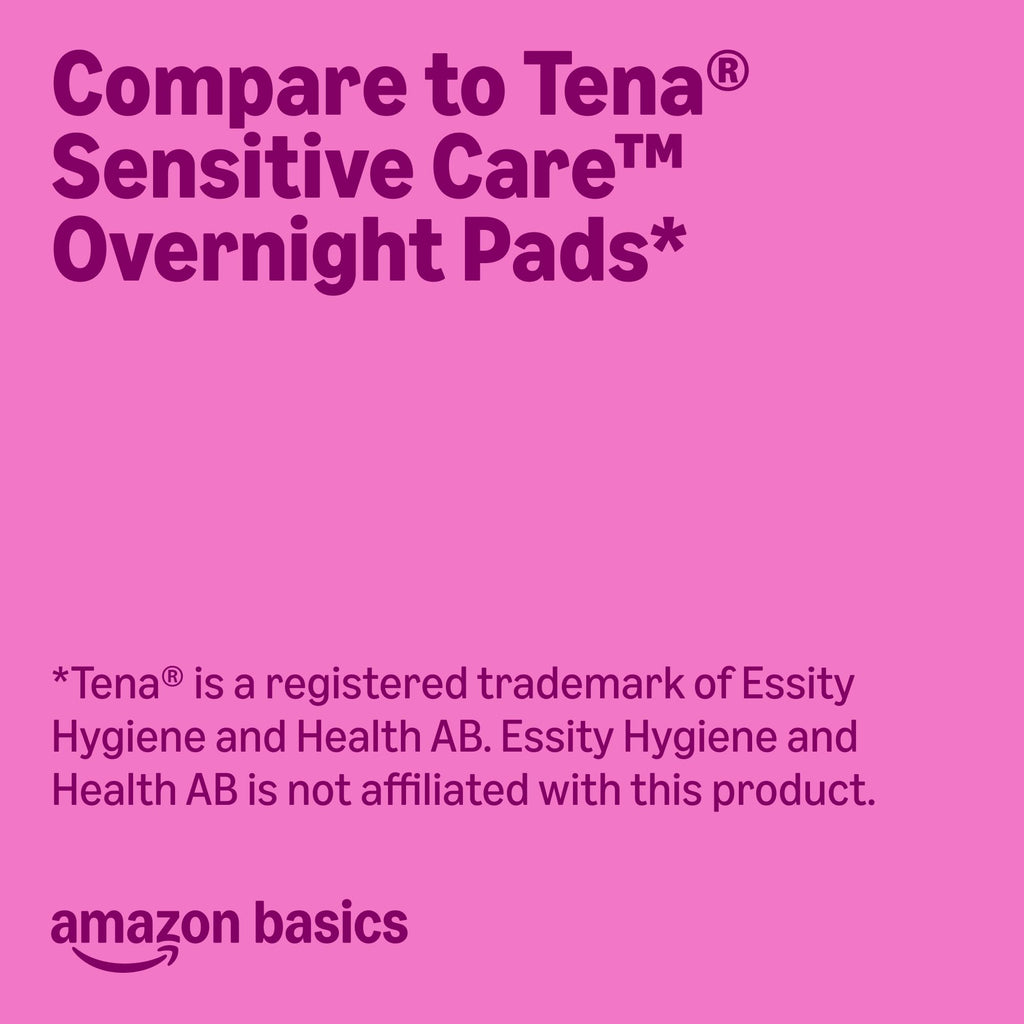 Amazon Basics Incontinence Pads for Women, Postpartum, Bladder Management, Overnight Absorbency, Unscented, with Odor Management, 60 Count (2 Packs of 30), Packaging May Vary
