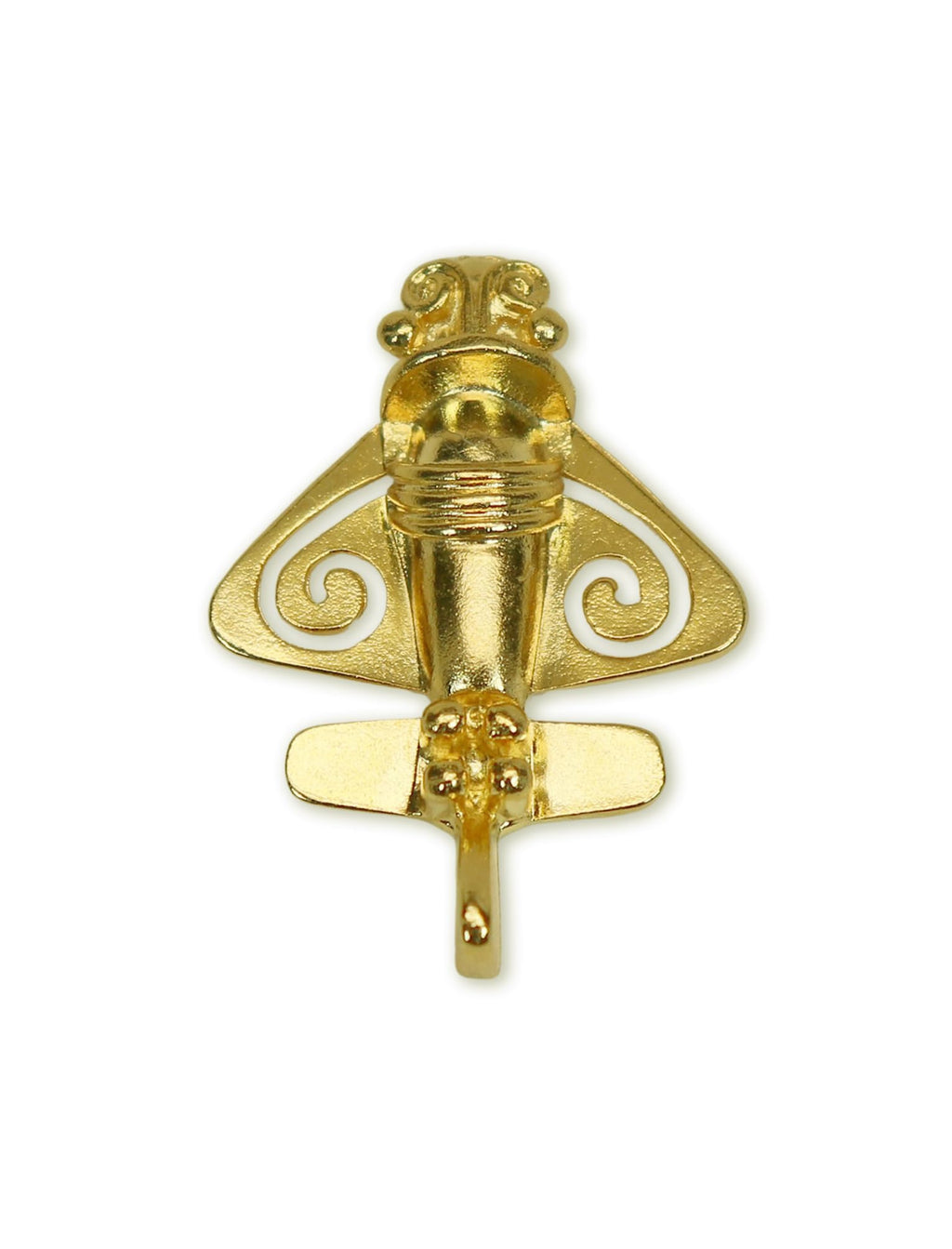 Real Metal Quimbaya Flyer Pin Real 24K GP Pre-Colombian Ancient Alien Artifact Lapel, Hat, Jacket or Backpack Pin