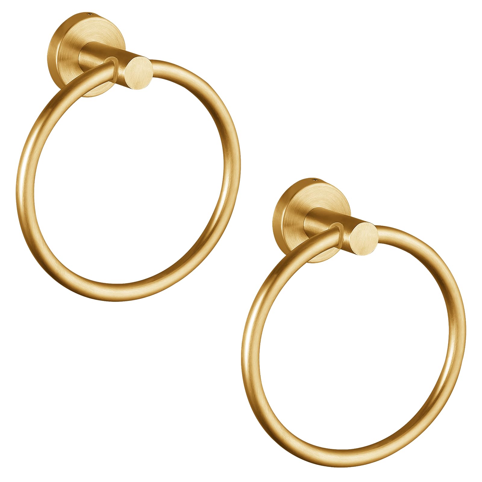 Towel Ring, Bathroom Hardware Accessories, Wall-Mounted Towel Ring, Simple Round Stainless Steel Towel Rack, for Bathroom and Kitchen (Gold 2 Pack)