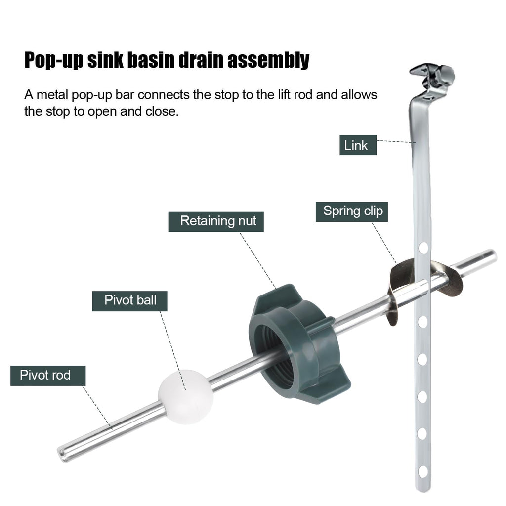 4pcs Lavatory Pop Up Center Piece Assembly, Sink Ball Rod Replacement Bathroom Sink Drain Repair Kit Compatible with Price Pfister Stopper & Other Popular Brands Replacement Parts for PS2673(Green)