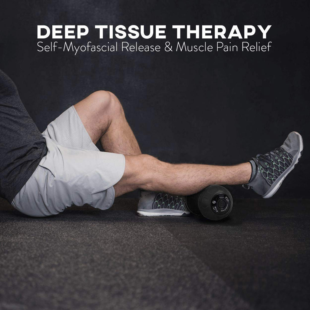 Rolling With It Vibrating Peanut Massage Ball - Deep Tissue Trigger Point Therapy, Myofascial Release - Handheld, Cordless - 4 Intensity Levels - Dual Lacrosse Ball Vibration Massager (Black)