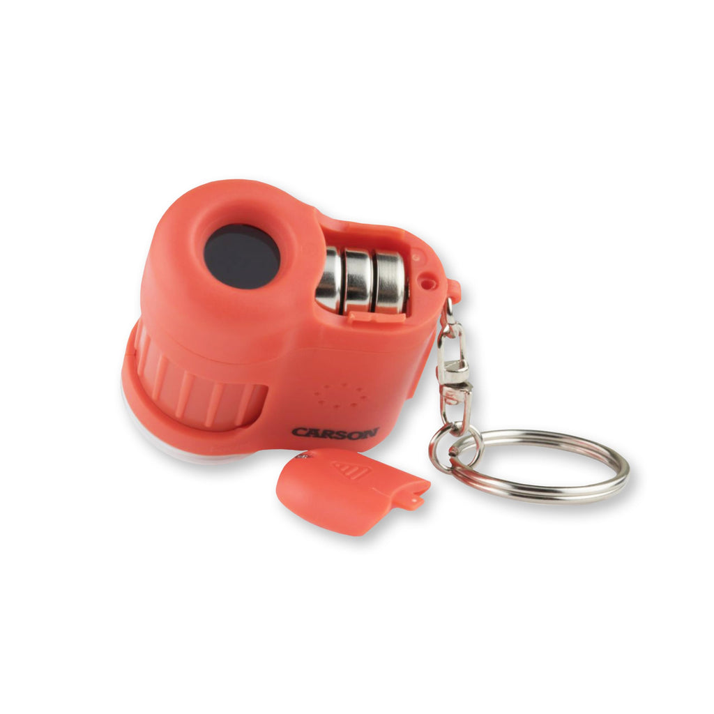 Carson MicroMini 20x Lighted Compact Pocket Microscope, UV and LED Flashlight, Orange (MM-280O)