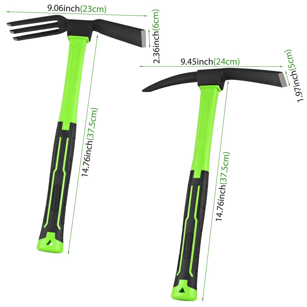 YoFeW 2pcs Garden Hoe Comfortable Handle Gardening Tools 2 in 1 Garden Tool Hoe for Outdoor Weeding Work
