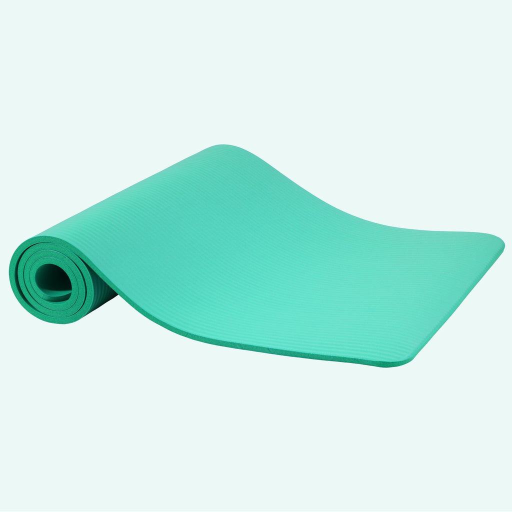 Fitvids 1/2-Inch Thick High Density Foam Exercise Yoga Mat with Carrying Strap, For Cushioning The Body Against Hard Floors, Aqua