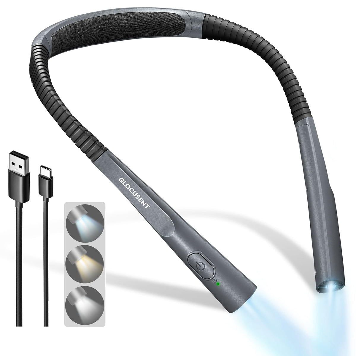Glocusent Upgraded LED Neck Reading Light, Book Light for Reading in Bed