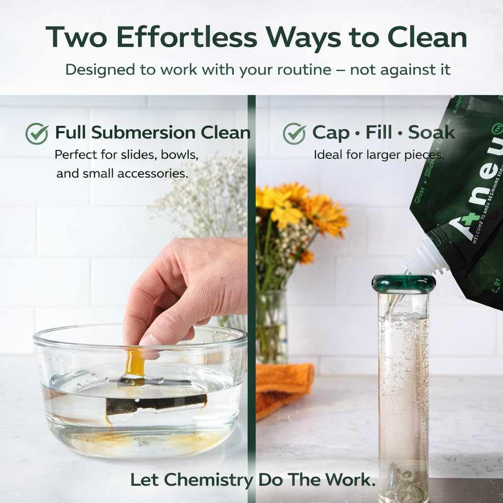 Aneu Simple Soak 32oz – Soak & Rinse Formula | Easily Dissolves Tough Resins & Grime | No Shaking Required | Cleans Glass, Silicone, Metal, & Borosilicate | 32oz - 1 Pack