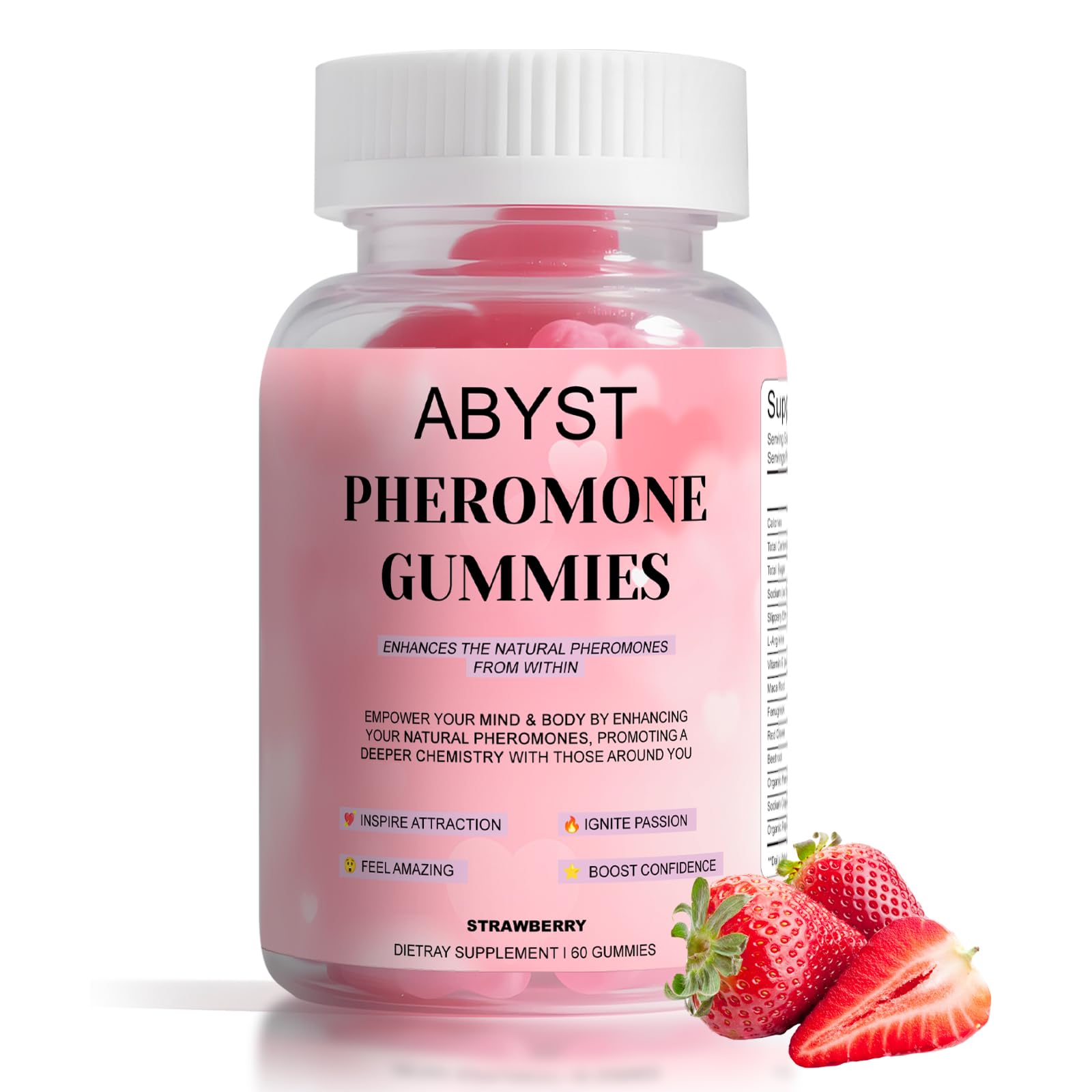 ABYST Pheromone Gummies for Women – 60 Count, Strawberry Flavor – Vegan, Gluten-Free, Non-GMO – Social & Confidence Support (1)