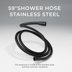 Seacity Wide Rain Shower Head With 5 Modes Handheld Showerheads, High Pressure Showerhead Combo with Extension Arm for Bathroom Accessories, Adjustable Shower Head with Anti-Clog Nozzles (Black)